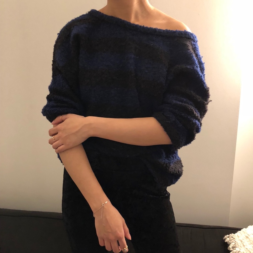 Striped navy and black sweater